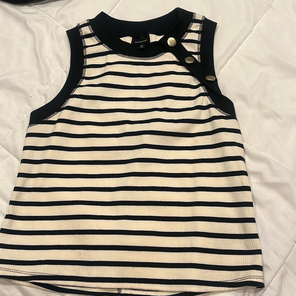 Striped Tank with Gold Buttons Size  Medium